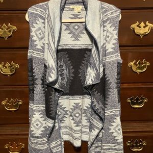 Orvis Women's Blue and Gray Sweater Vest Waterfall cardigan size small